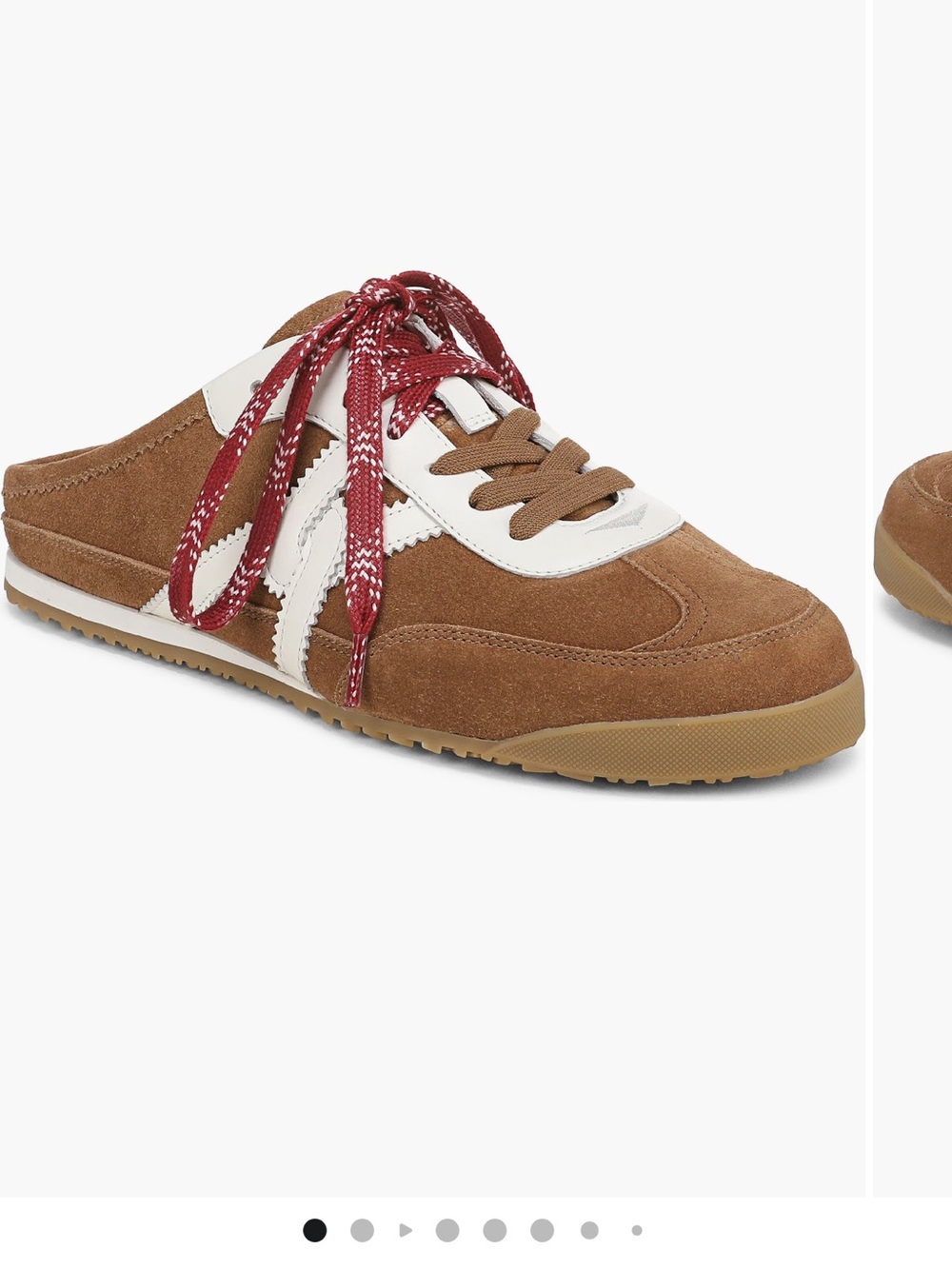 Veronica Beard Suede Low-Top Sneakers in Brown and White with Red Laces